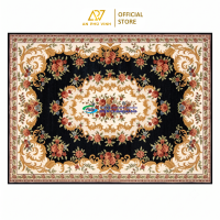 Thảm JM 140x200 Nỉ Mềm Xịn Họa Tiết Cổ Điển Đen Decor Phòng Khách Sang Trọng APV-06S01